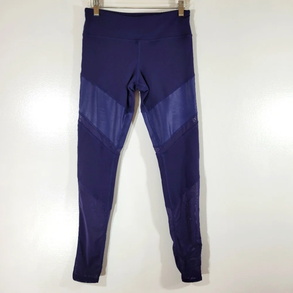 ALO Sheila indigo high waisted mesh inset yoga active work out leggings